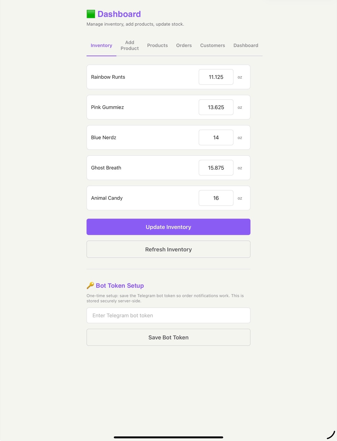 Blue Line Commerce OS inventory management screenshot